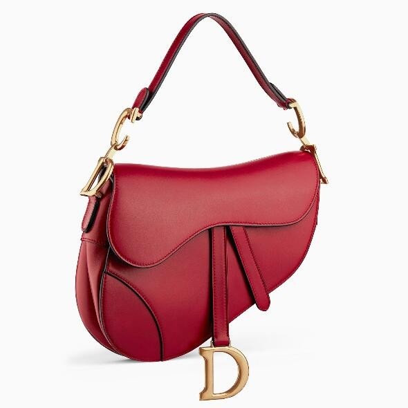 D*or saddle bag in red calfskin