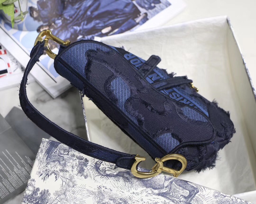 D*or saddle bag in blue camouflage canvas