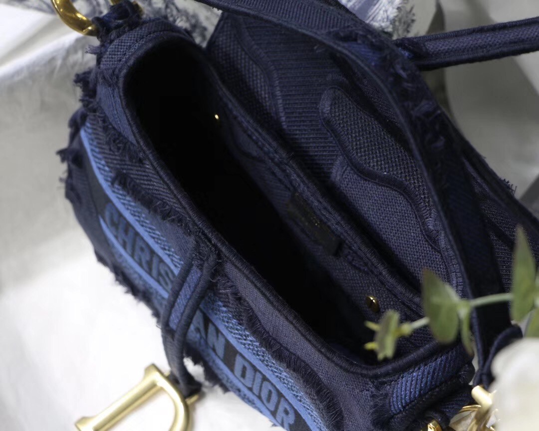 D*or saddle bag in blue camouflage canvas