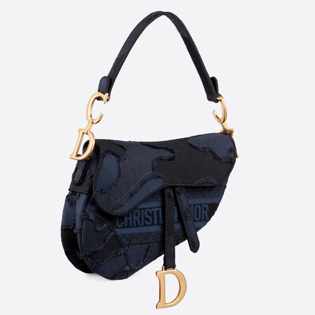 D*or saddle bag in blue camouflage canvas
