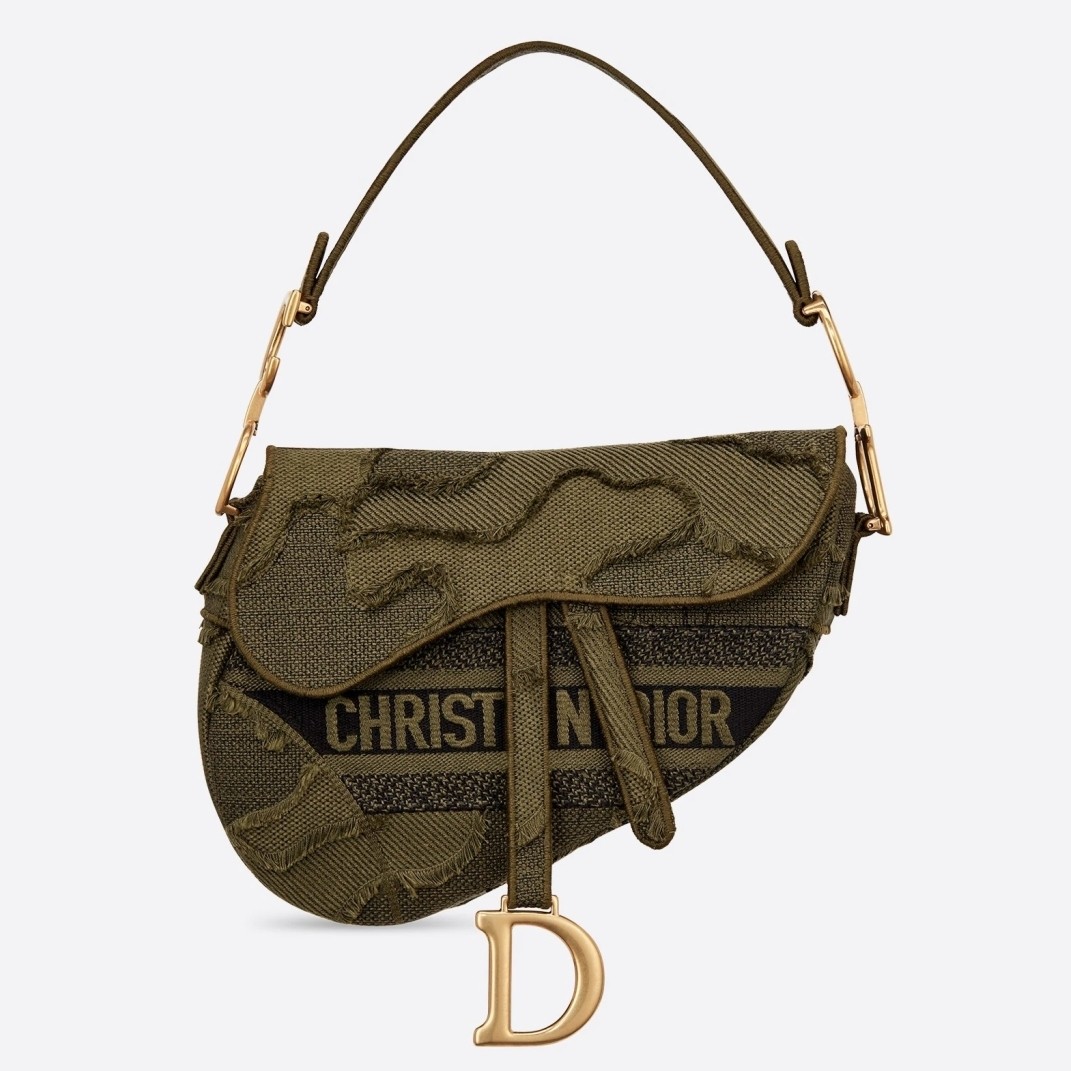 D*or saddle bag in green camouflage canvas