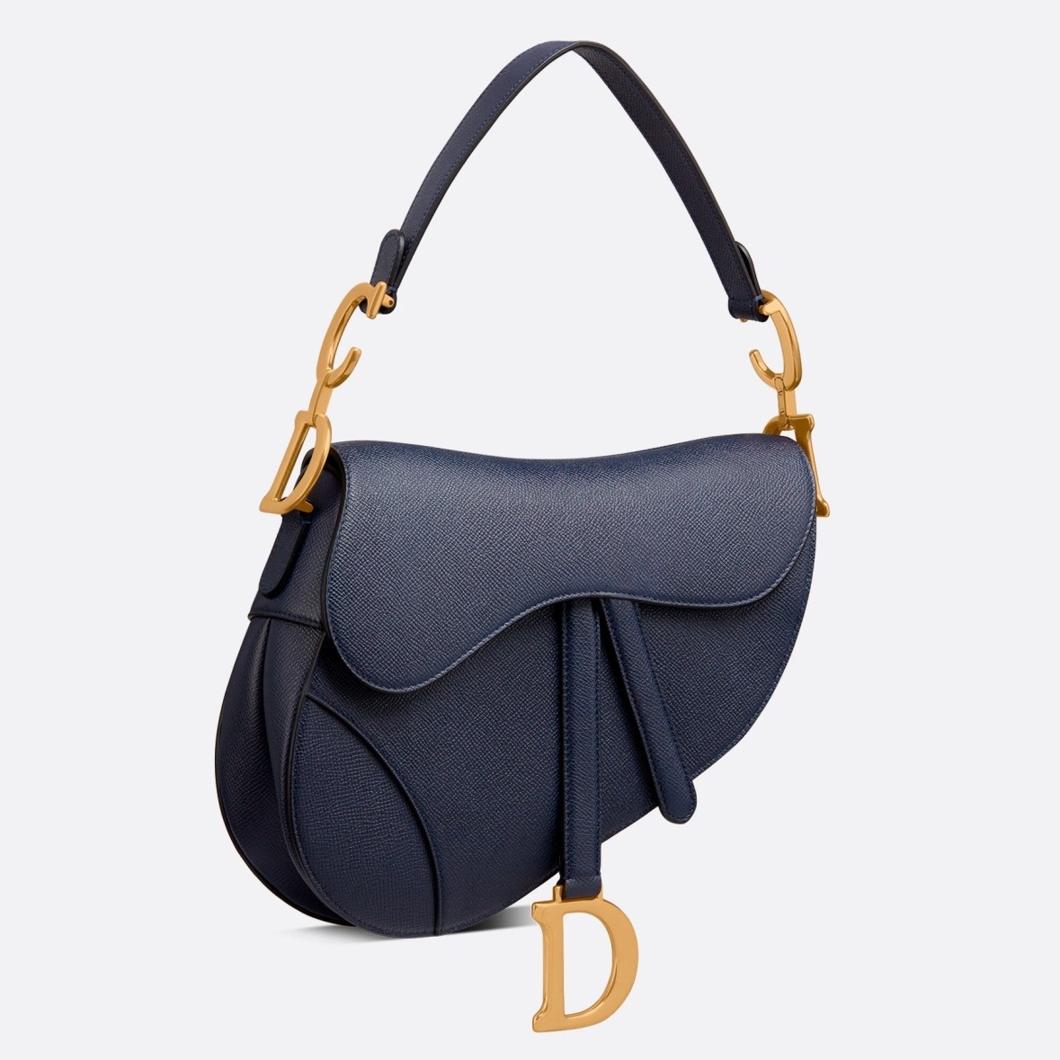 D*or saddle bag in navy blue grained calfskin