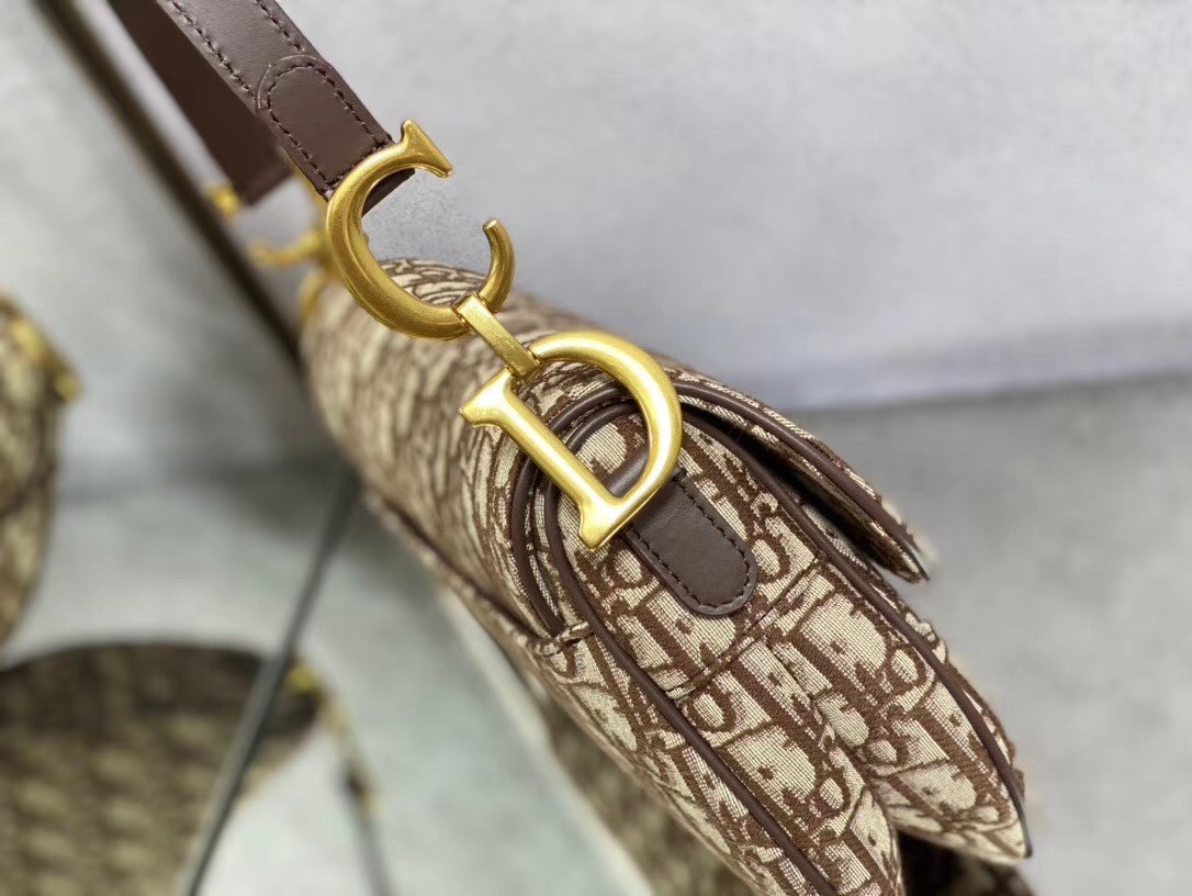 D*or saddle bag in brown D*or oblique jacquard
