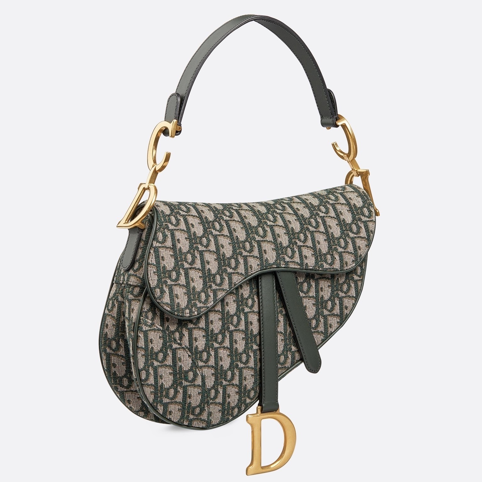 D*or saddle bag in green oblique jacquard canvas