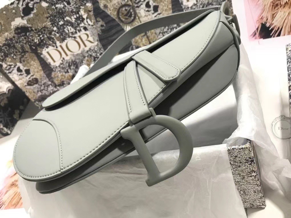 D*or saddle bag in grey ultramatte calfskin