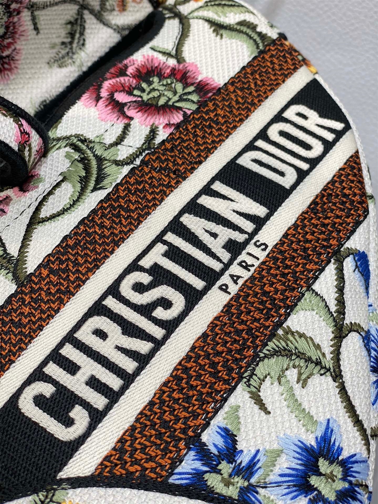 D*or saddle bag in white multicolor D*or petites fleurs embroidery