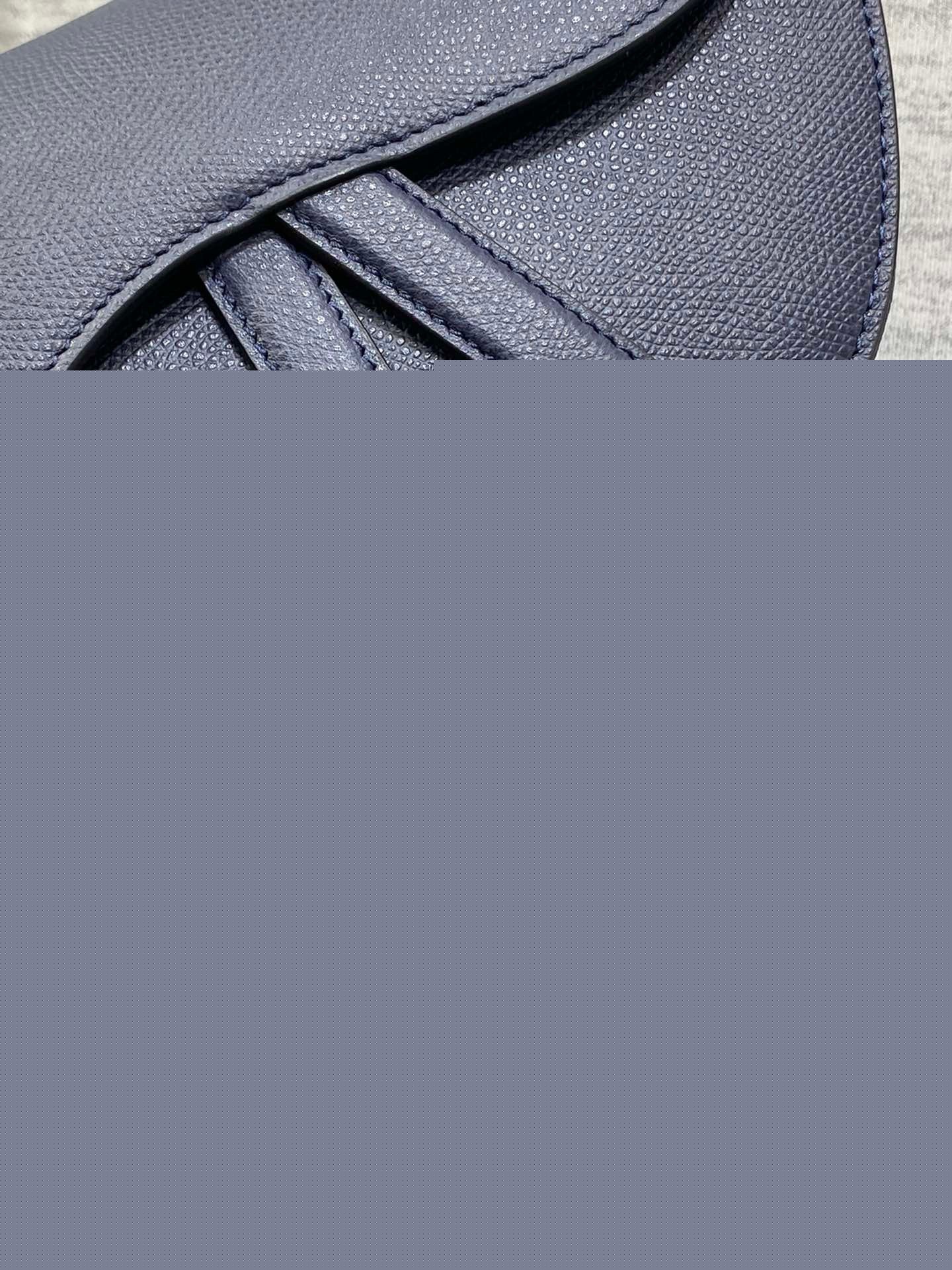 D*or saddle bag with strap in indigo blue grained calfskin