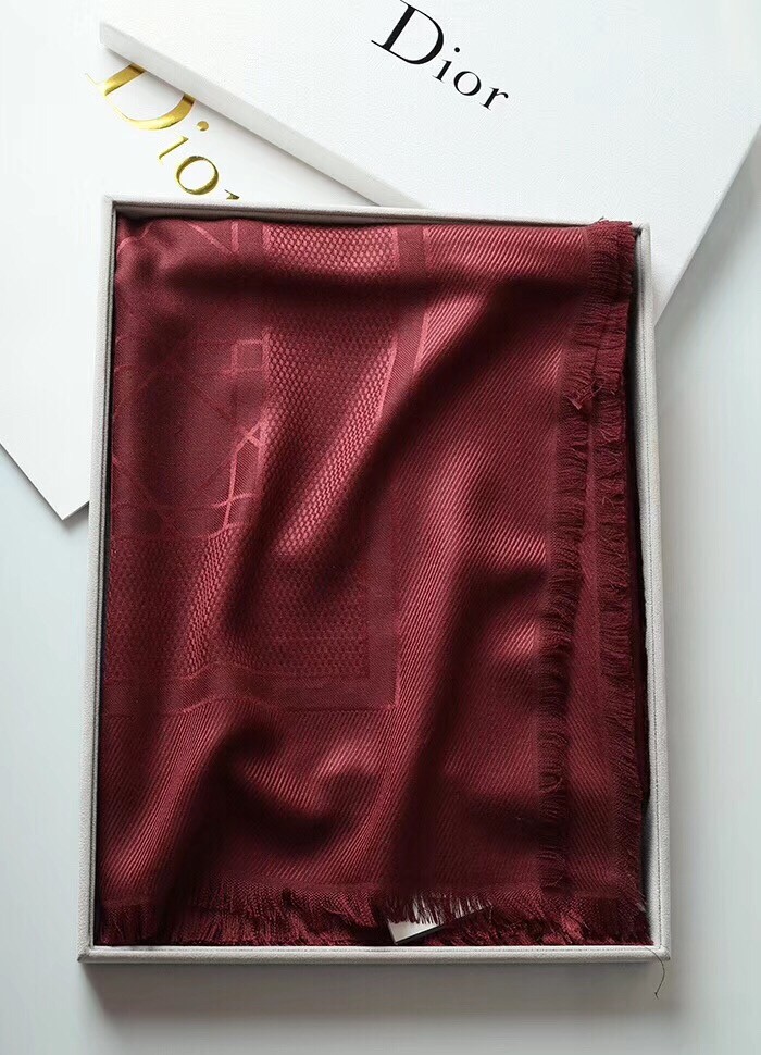 ch**an D*or bordeaux cannage shawl 140 cm