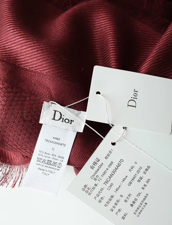 ch**an D*or bordeaux cannage shawl 140 cm