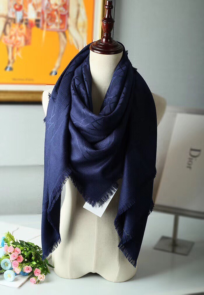 ch**an D*or navy blue cannage shawl 140 cm