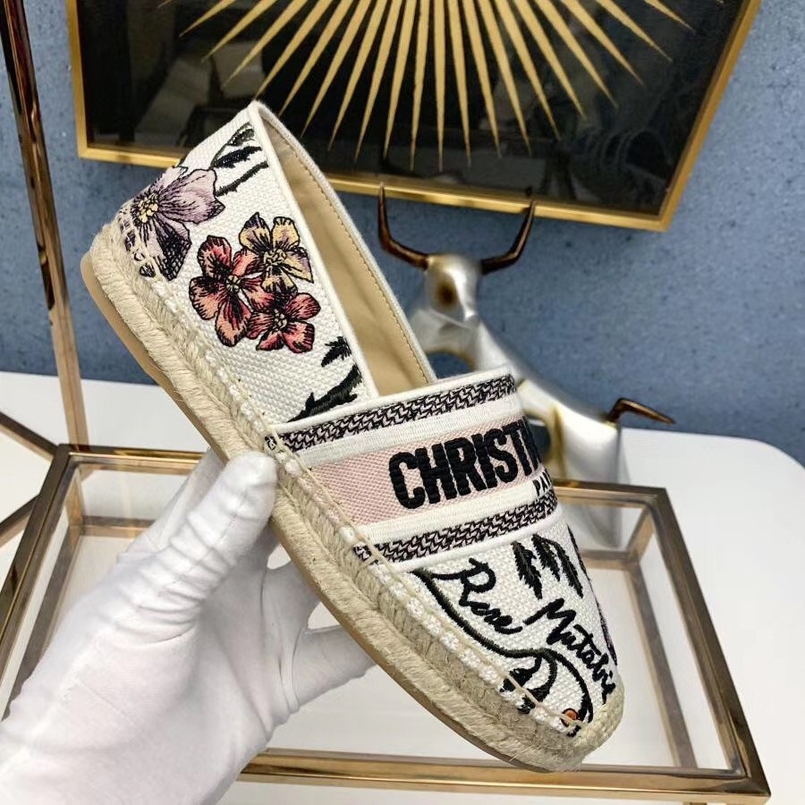D*or granville espadrille in rosa mutabilis embroidered cotton