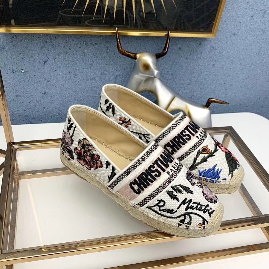 D*or granville espadrille in rosa mutabilis embroidered cotton