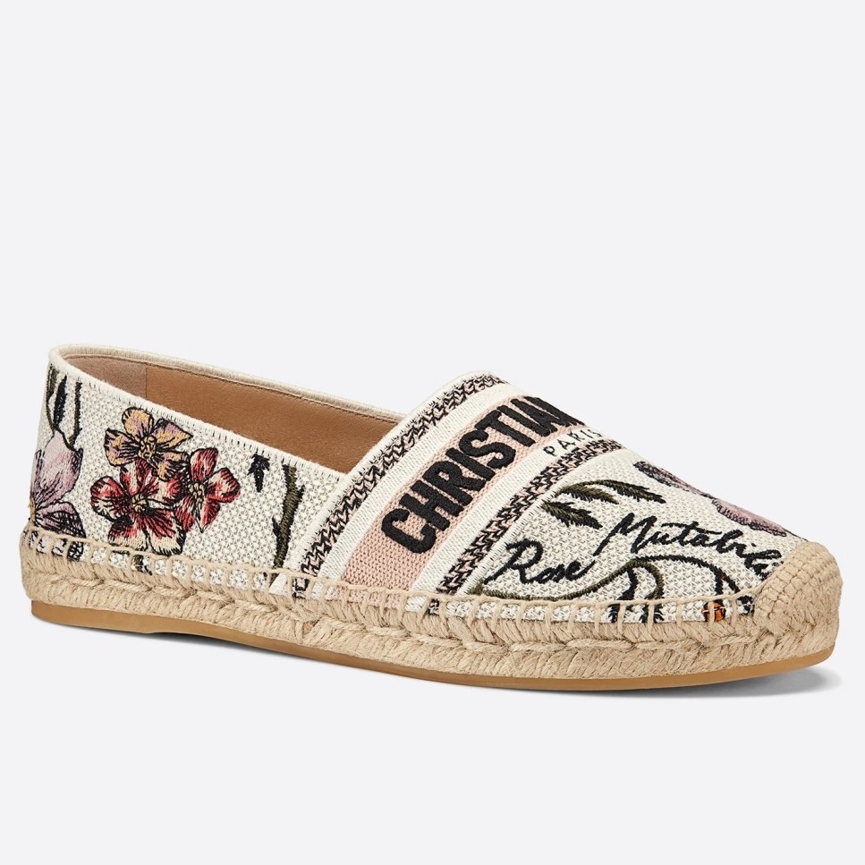 D*or granville espadrille in rosa mutabilis embroidered cotton