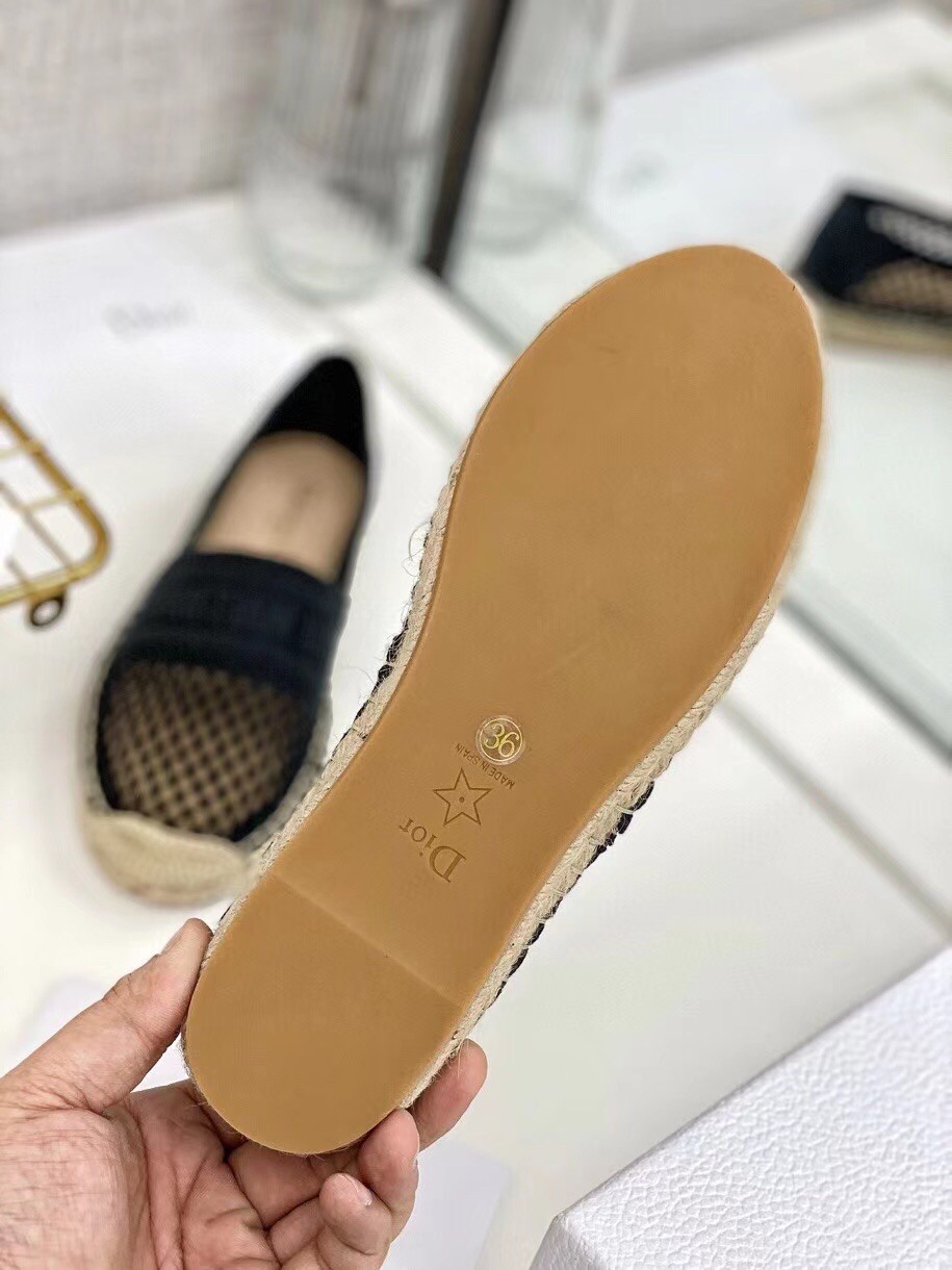 D*or granville espadrille in black mesh embroidery