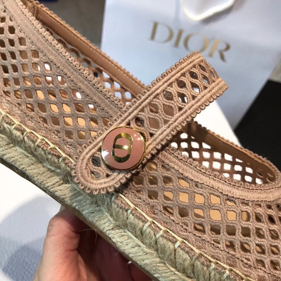 D*or caro espadrille ballerina flat in nude mesh embroidery