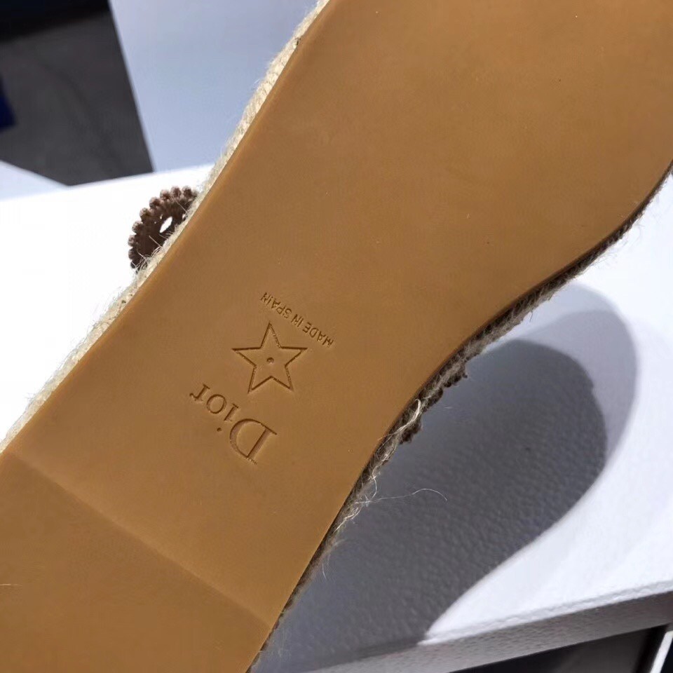 D*or caro espadrille ballerina flat in nude mesh embroidery