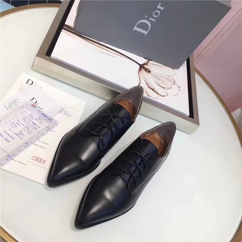 D*or black la derby flat shoe with white star
