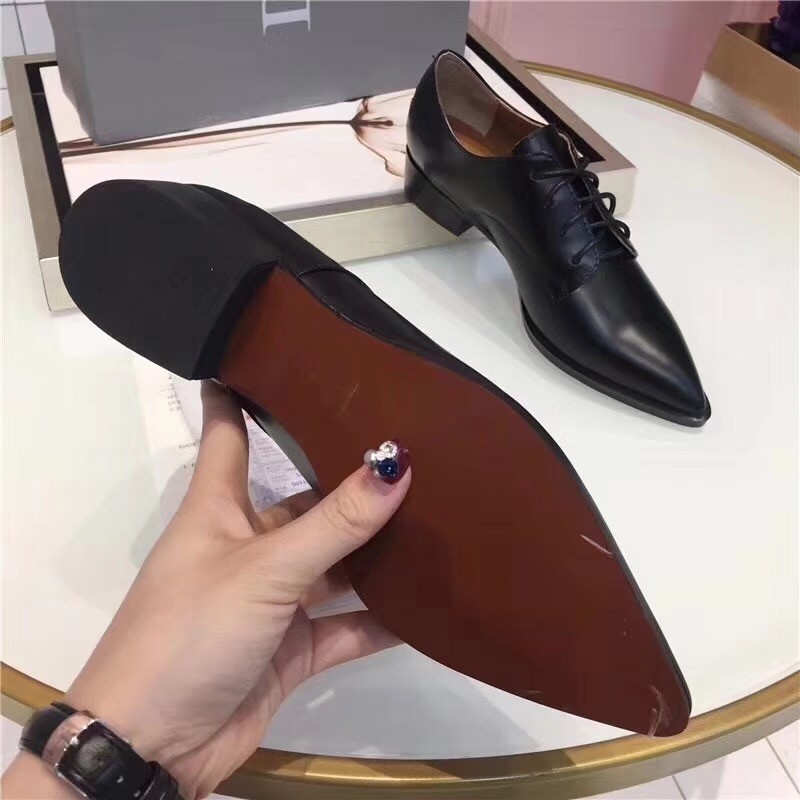 D*or black la derby flat shoe with white star