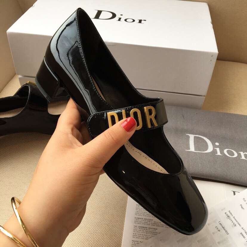 D*or baby-d ballet flats in black patent calfskin