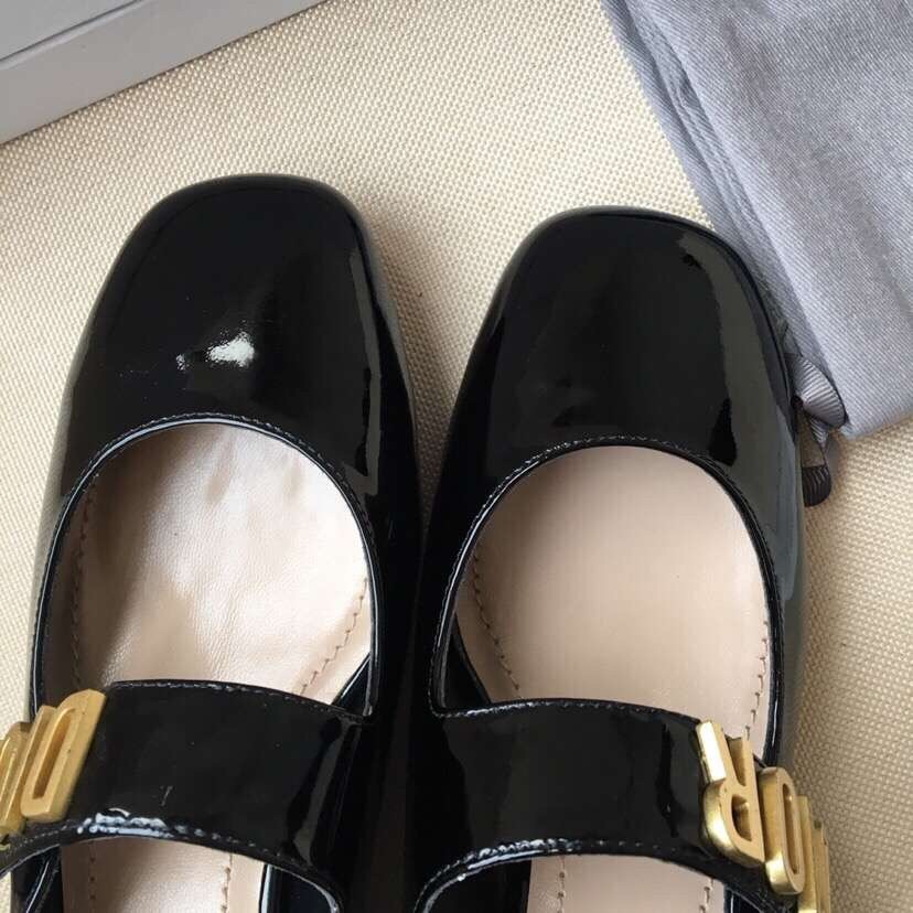 D*or baby-d ballet flats in black patent calfskin