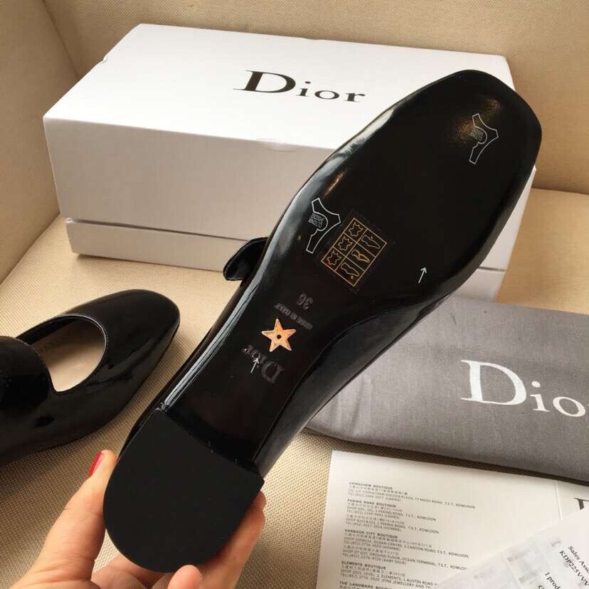 D*or baby-d ballet flats in black patent calfskin