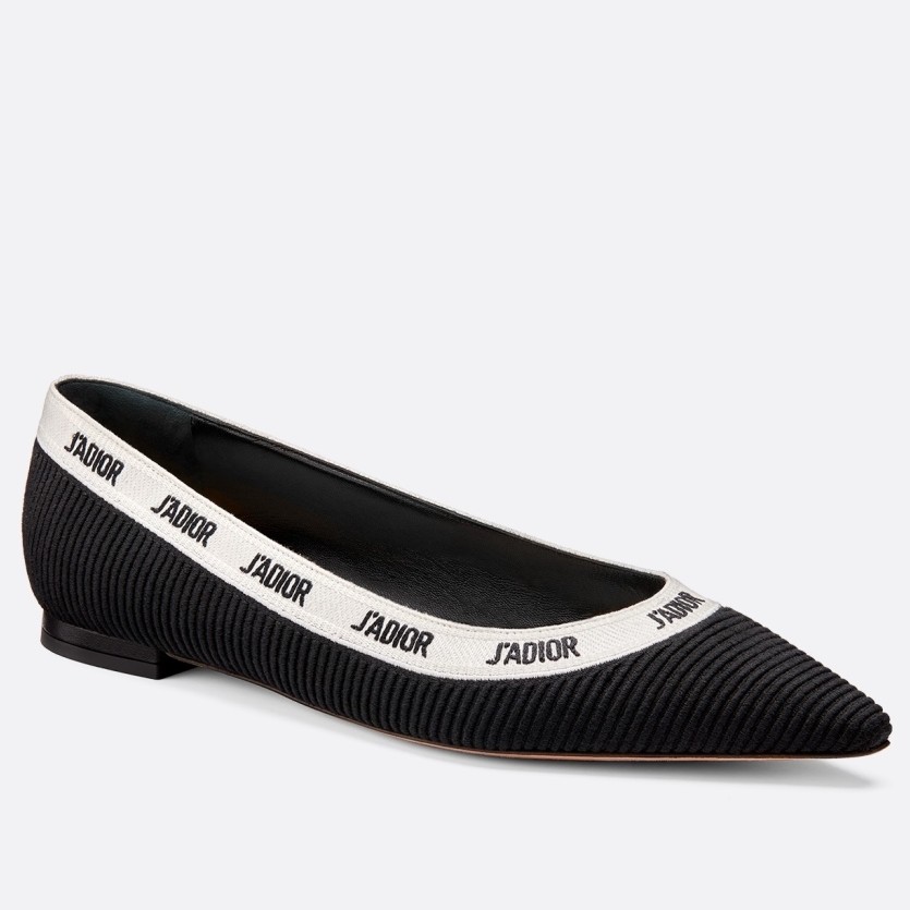 D*or j''aD*or embroidered ballet flat in black technical canvas