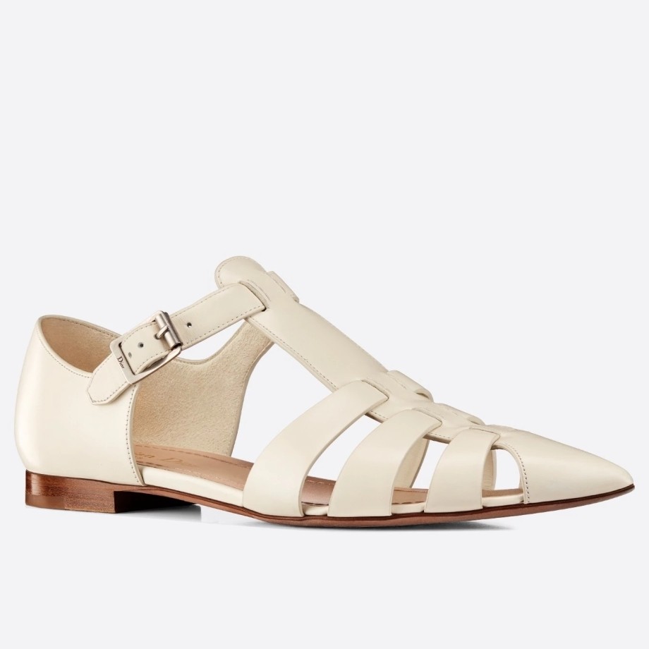 D*or sauvage ballerina flat in ivory calfskin