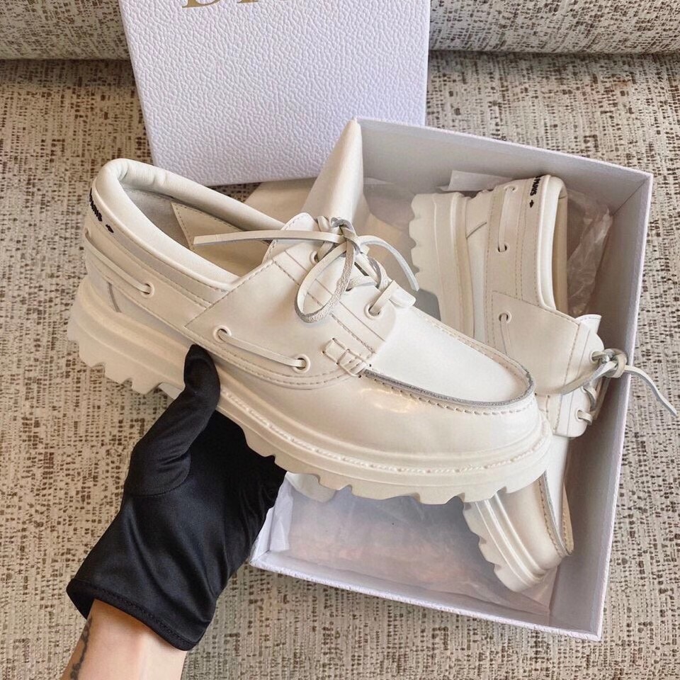 D*or walker boat shoes in white calfskin