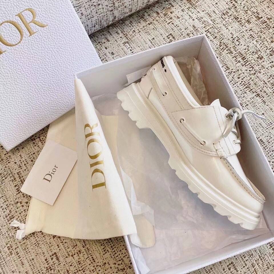 D*or walker boat shoes in white calfskin
