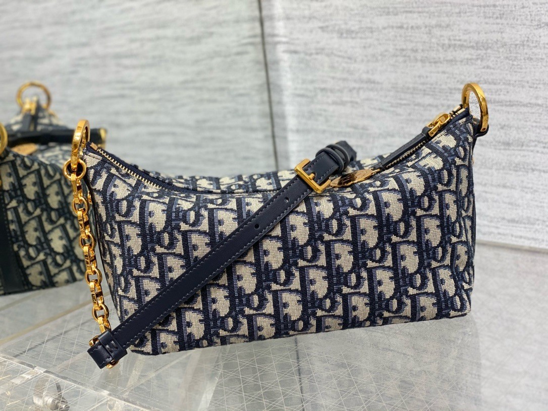 D*or D*orstar hobo bag with chain in blue oblique jacquard
