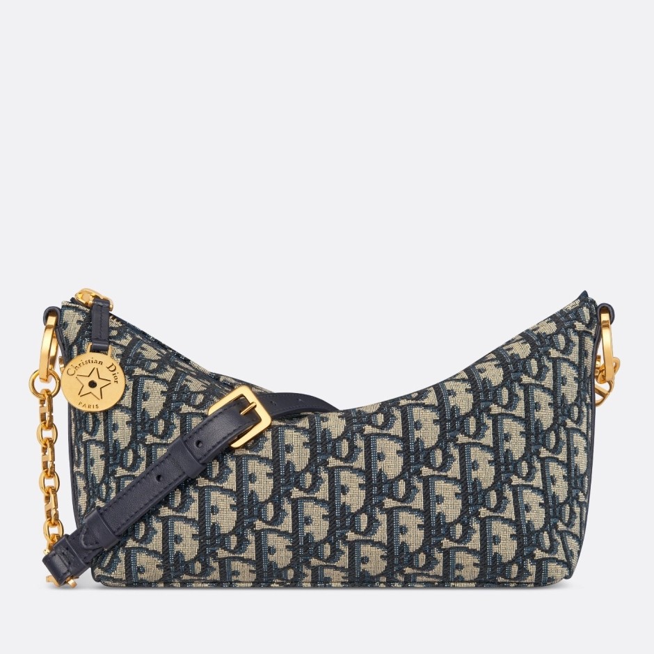 D*or D*orstar hobo bag with chain in blue oblique jacquard