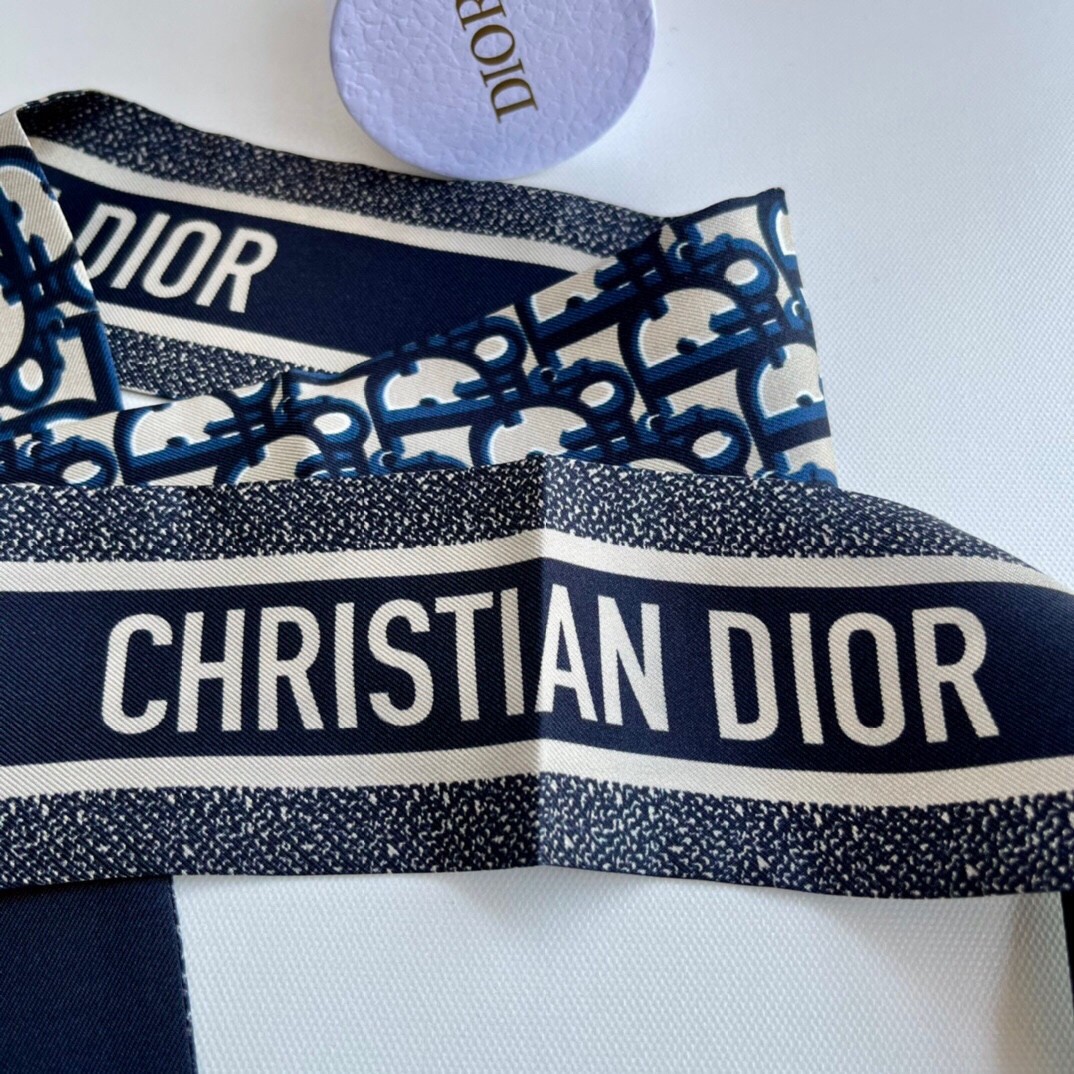 D*or oblique mitzah scarf in blue silk twill