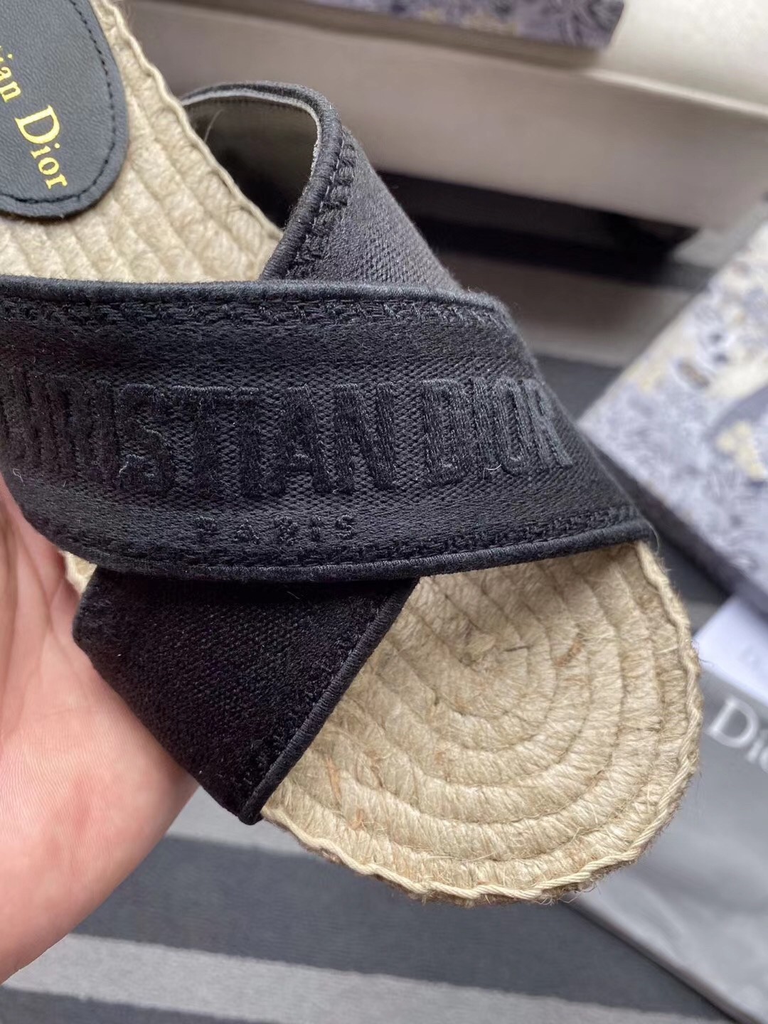 D*or granville espadrilles sandals in black embroidered cotton