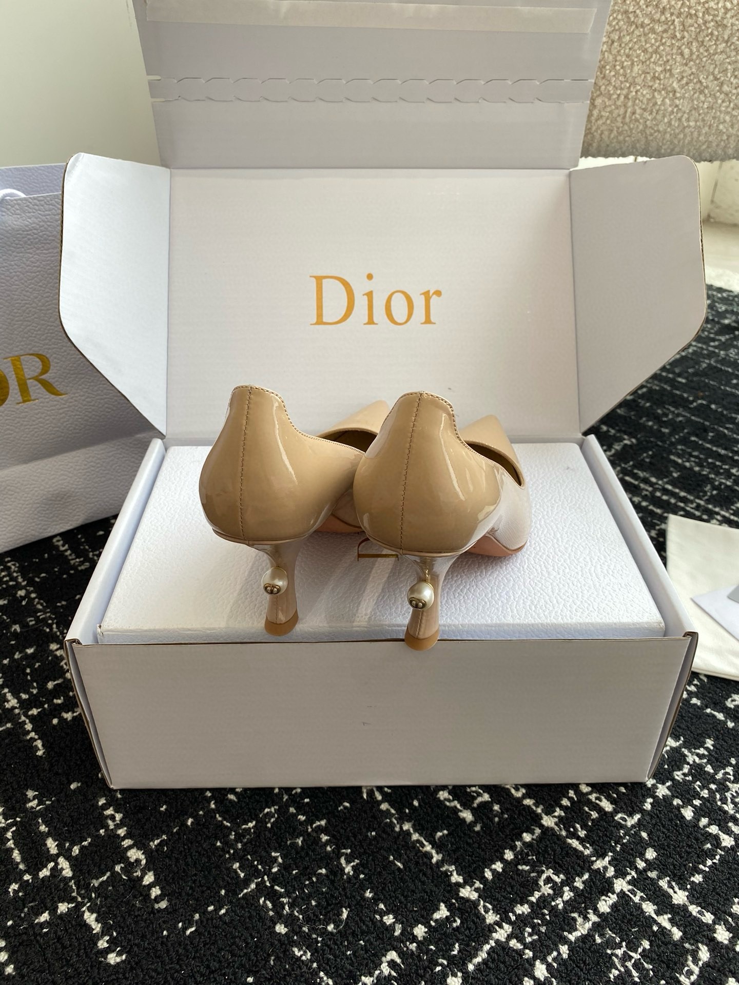 D*or tribales pumps 80mm in nude patent calfskin