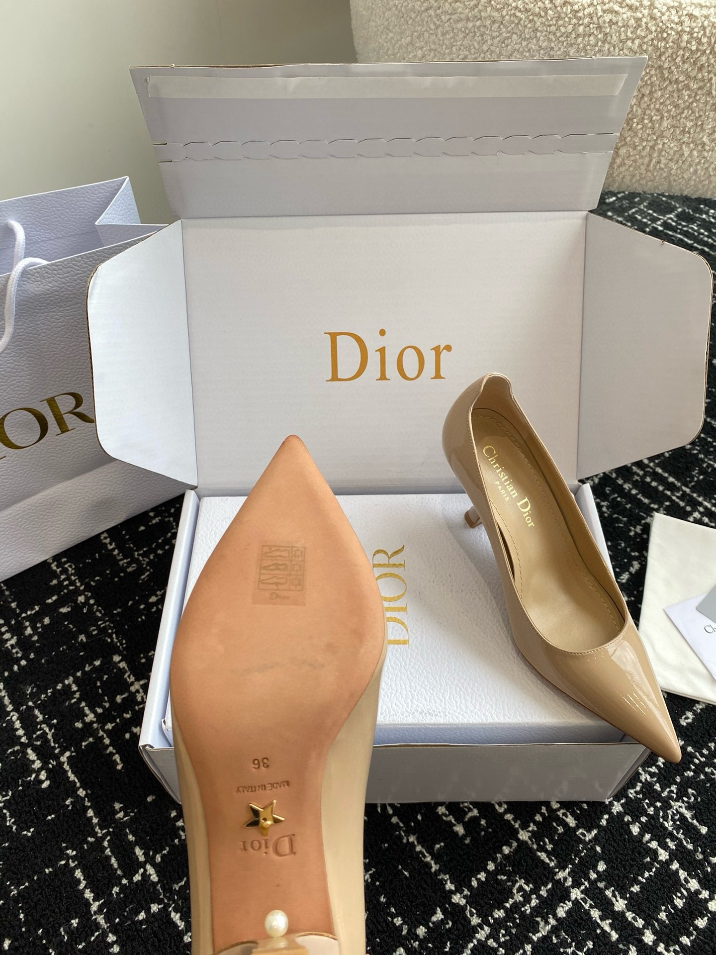 D*or tribales pumps 80mm in nude patent calfskin