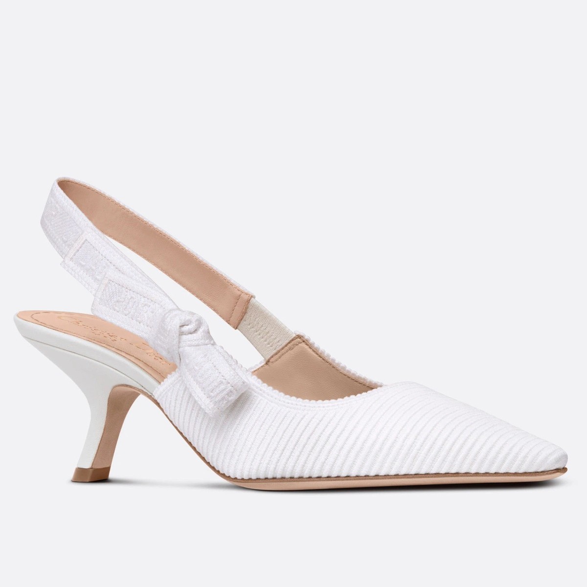 D*or j''aD*or slingback pumps 65mm in white cotton embroidery