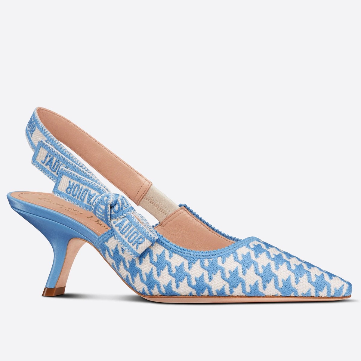 D*or j''aD*or slingback 65mm pumps in blue houndstooth embroidery