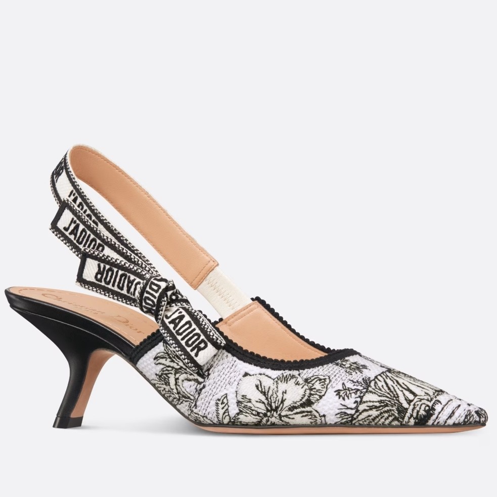 D*or j''aD*or slingback pumps 65mm in white toile de jouy voyage motif