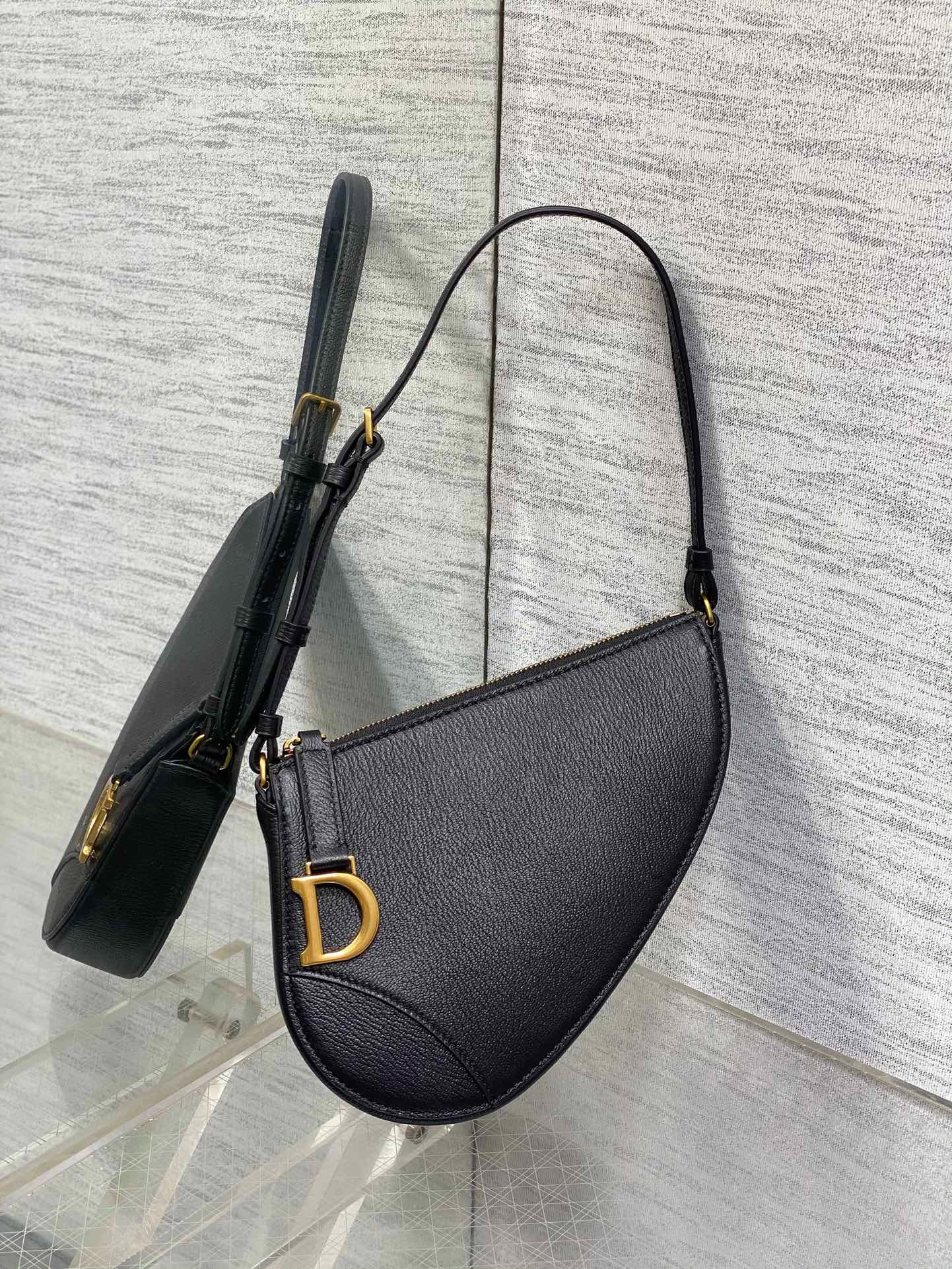 D*or saddle rodeo pouch in black goatskin