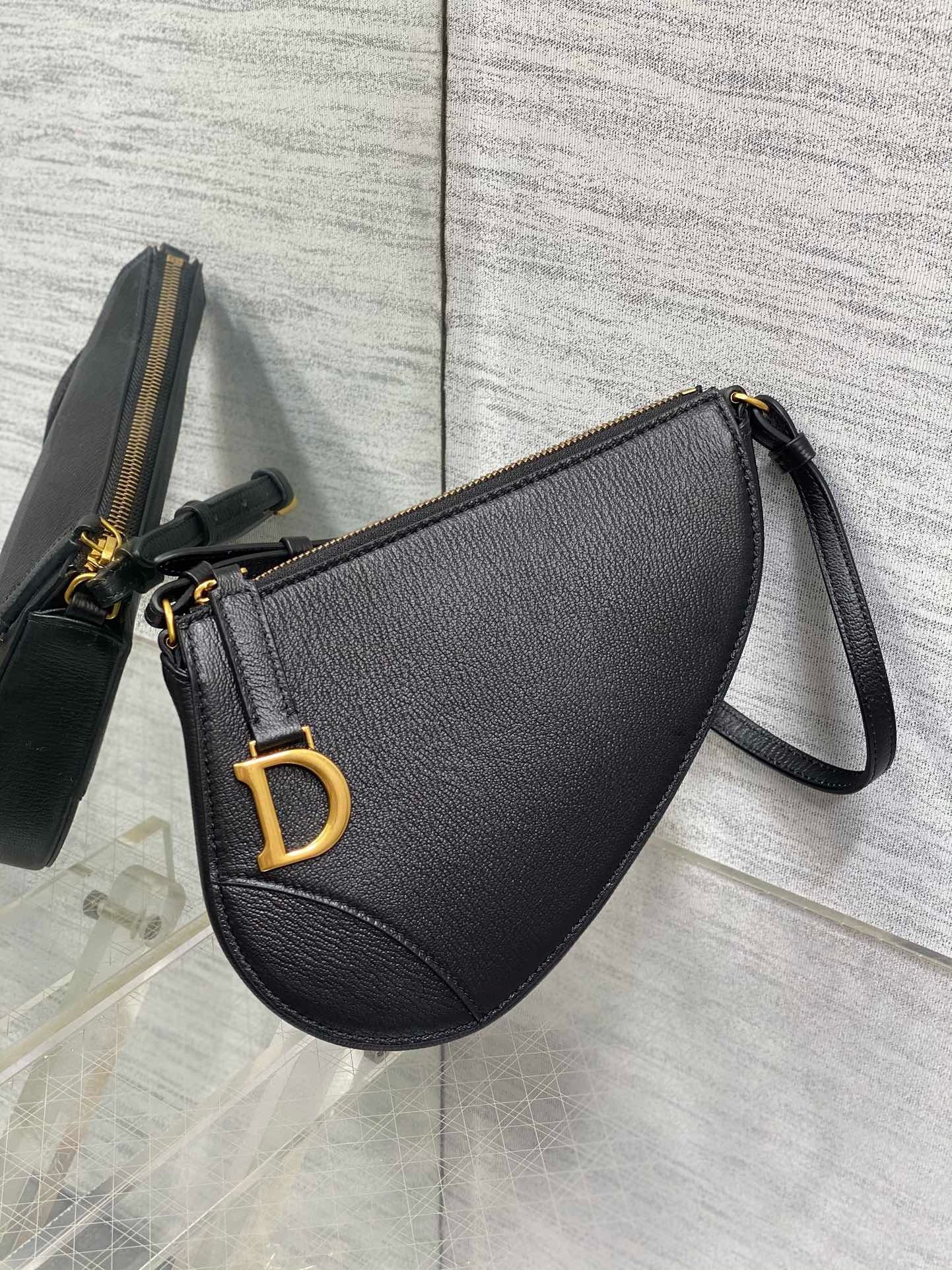 D*or saddle rodeo pouch in black goatskin