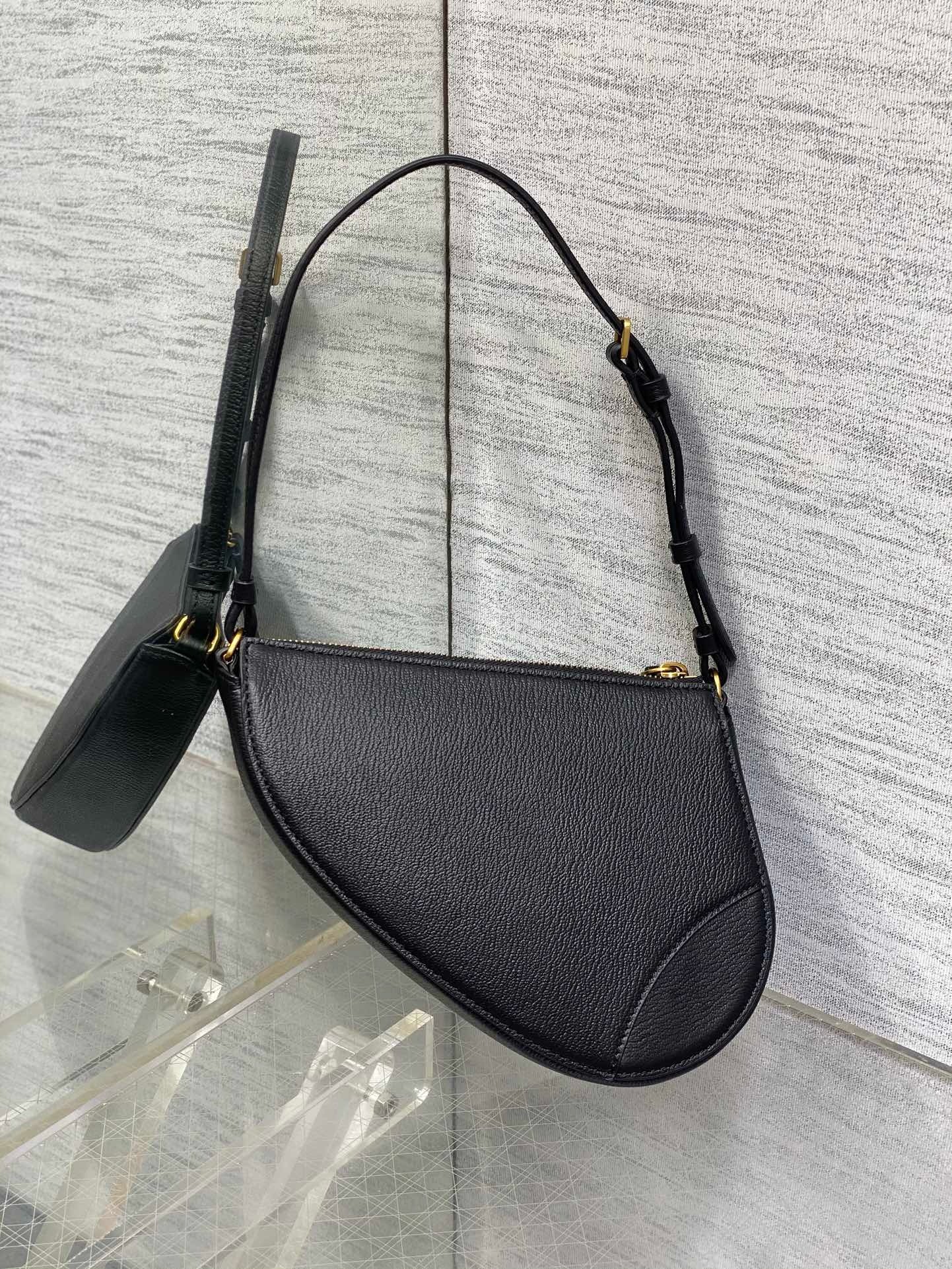 D*or saddle rodeo pouch in black goatskin