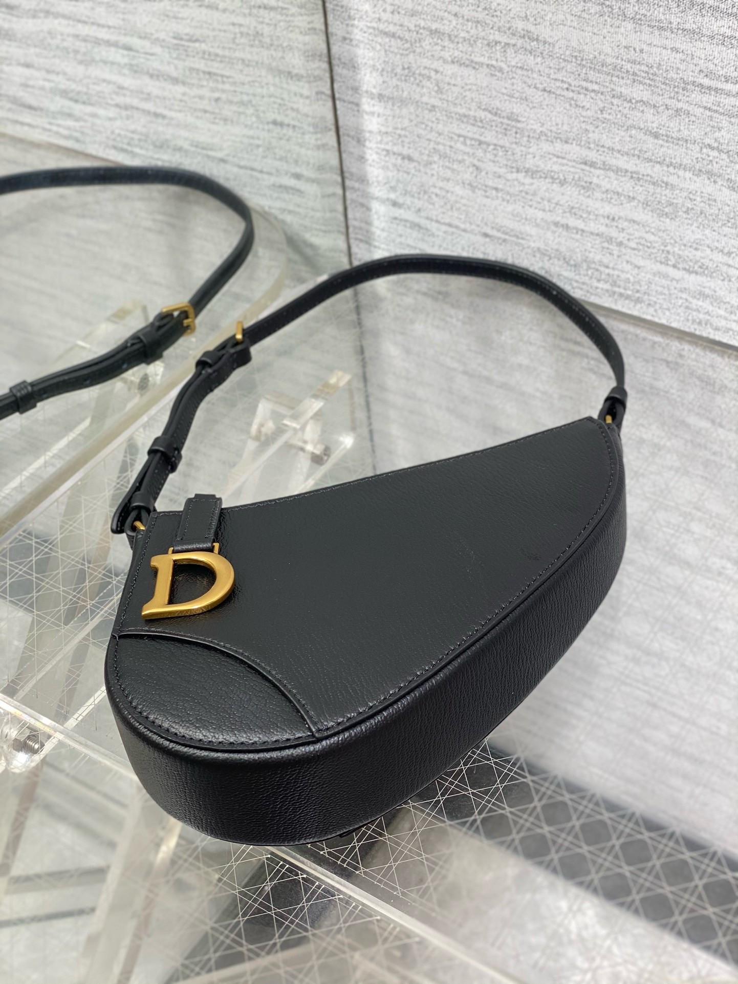 D*or saddle rodeo pouch in black goatskin