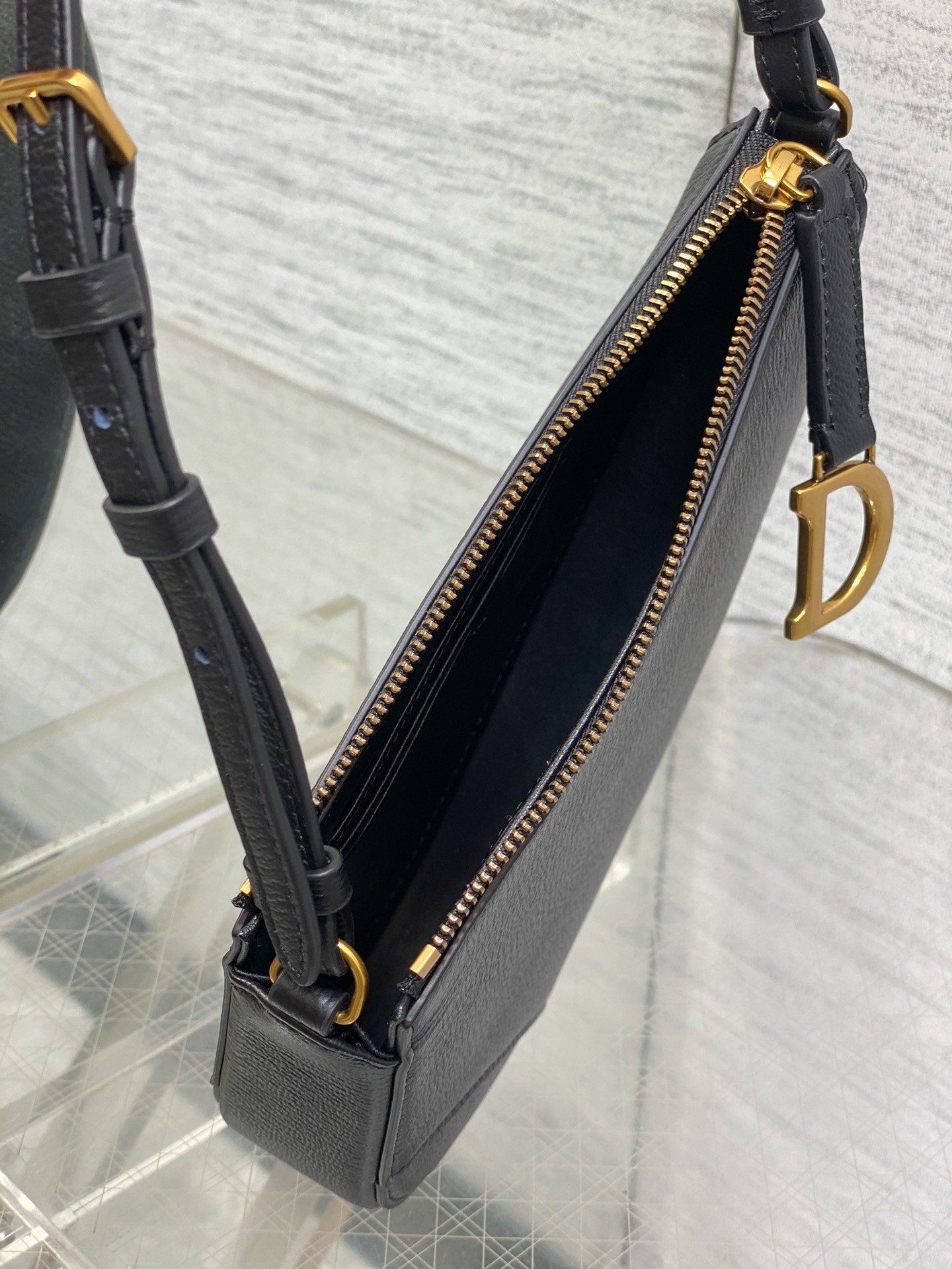 D*or saddle rodeo pouch in black goatskin