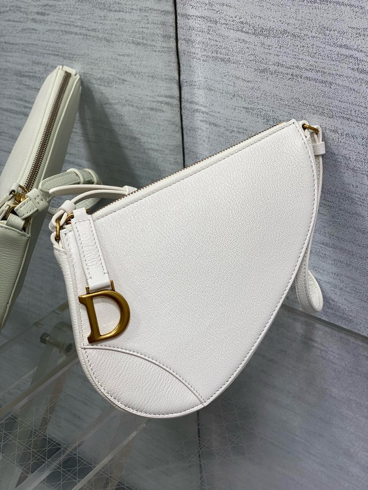 D*or saddle rodeo pouch in white goatskin