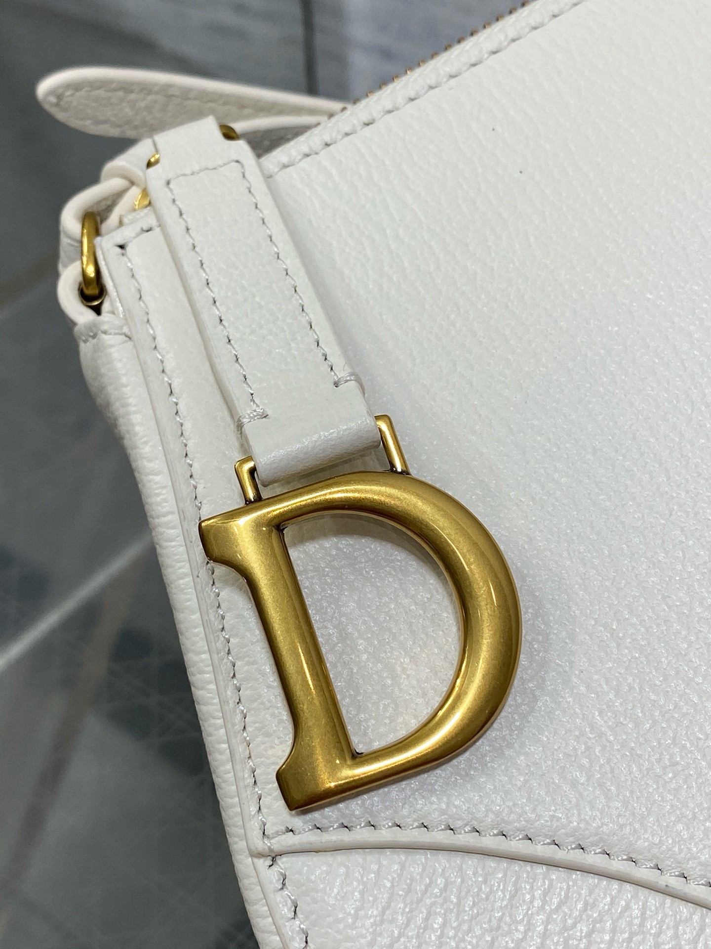 D*or saddle rodeo pouch in white goatskin