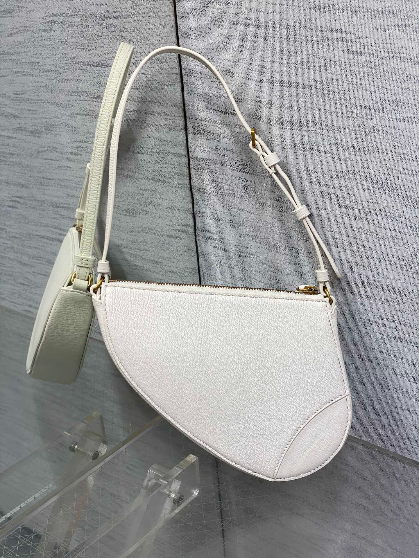 D*or saddle rodeo pouch in white goatskin