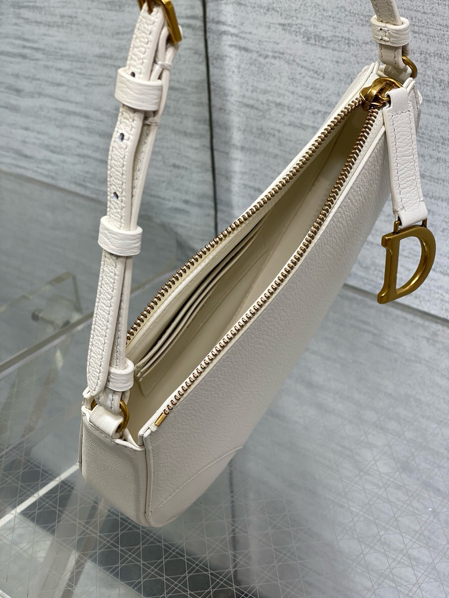 D*or saddle rodeo pouch in white goatskin