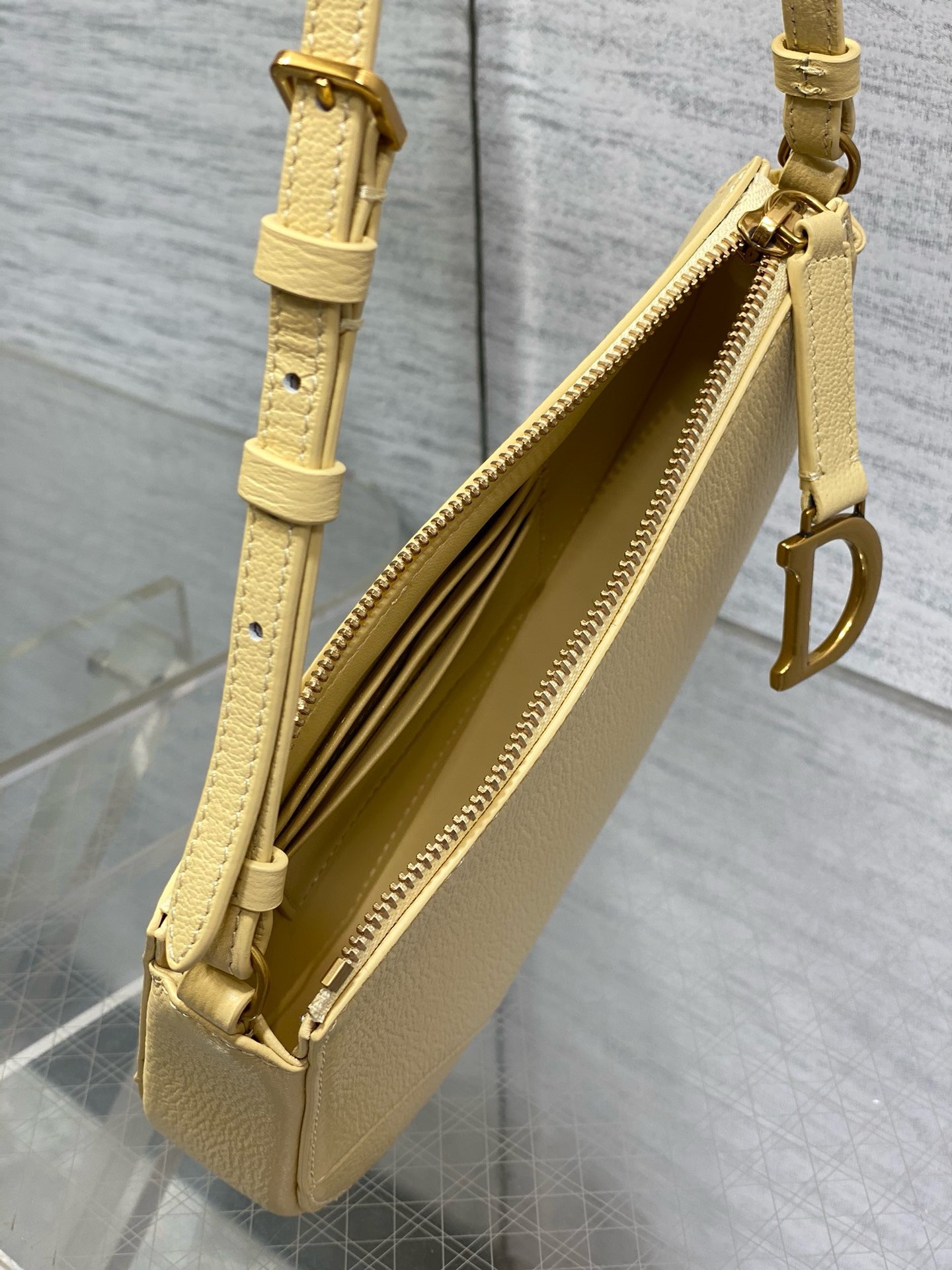 D*or saddle rodeo pouch in yellow goatskin