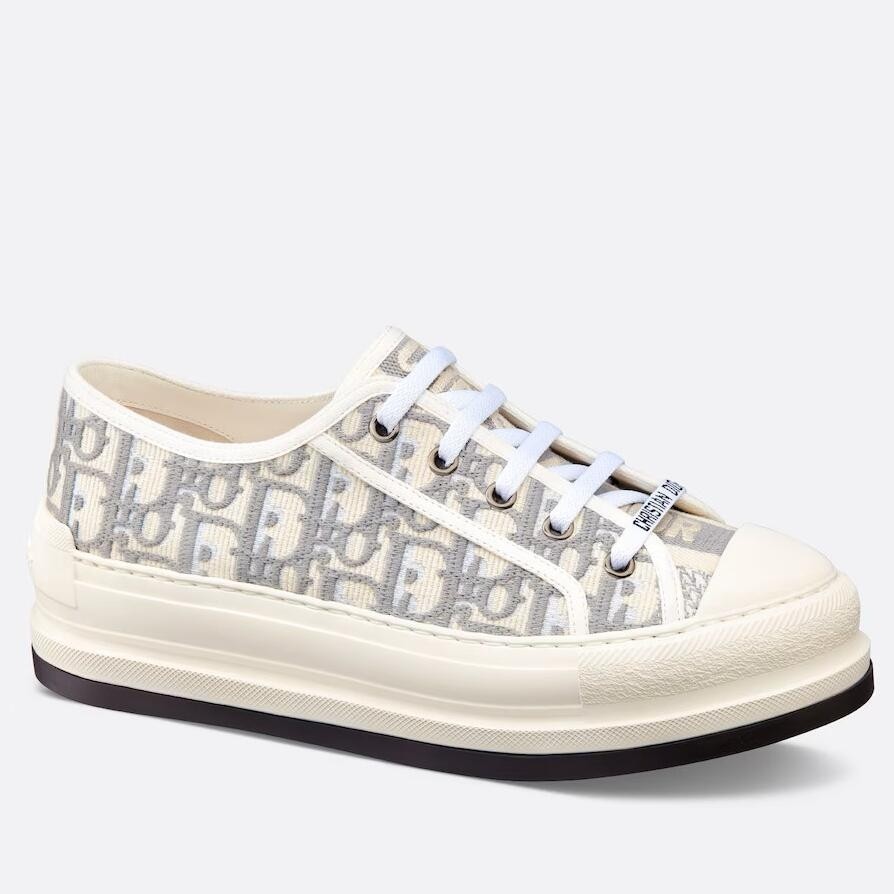 D*or walk''n''D*or platform sneakers in grey oblique embroidered cotton
