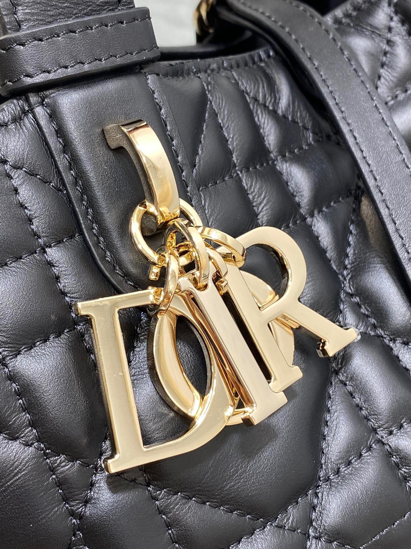 D*or toujours small bag in black macrocannage calfskin
